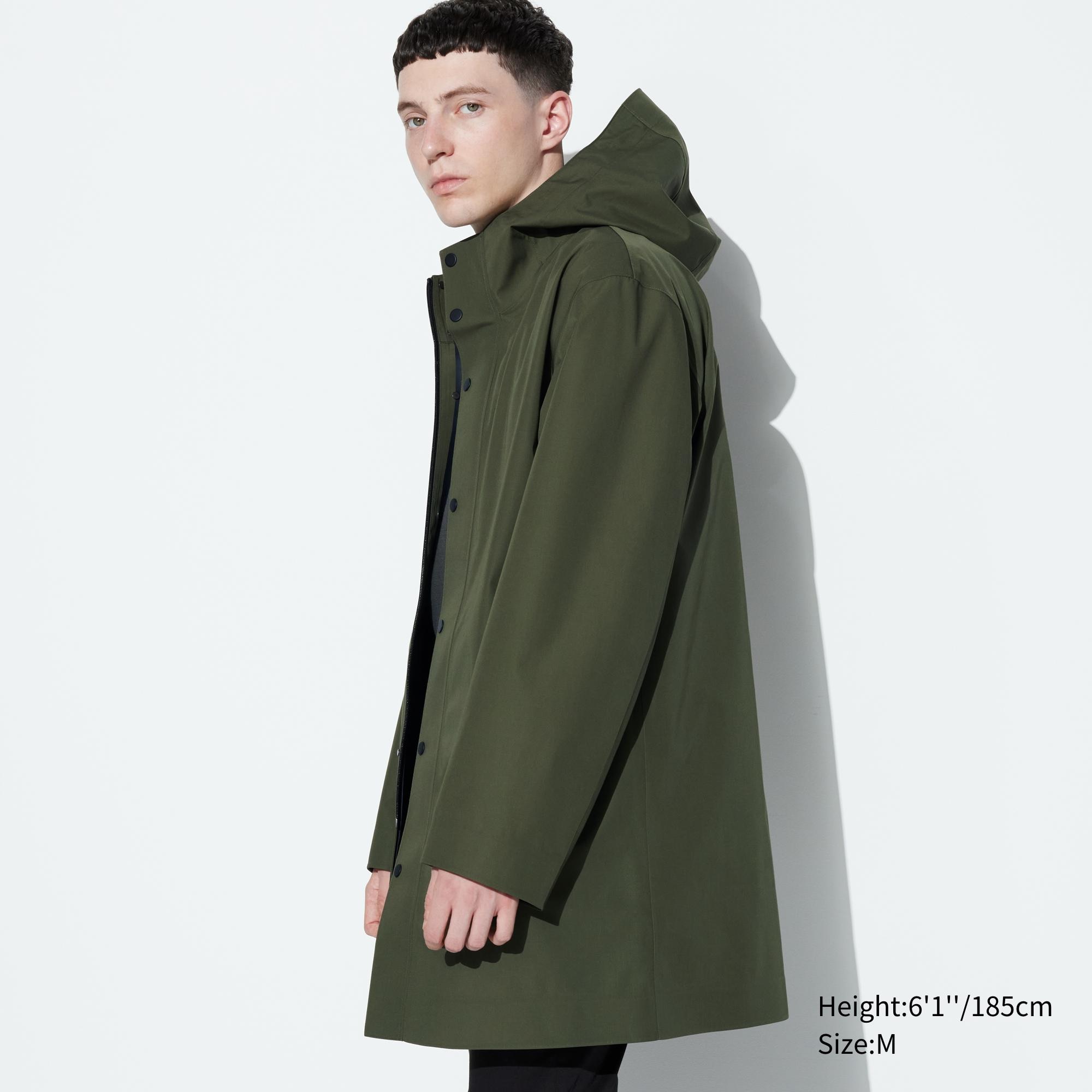 Пальто UNIQLO blocktech с капюшоном, оливковый фото