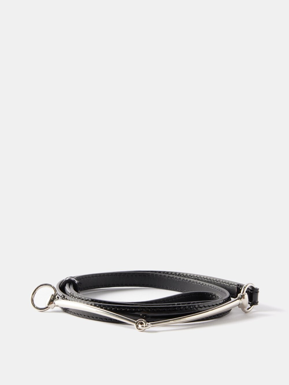

Узкий кожаный ремень horsebit Gucci, черный