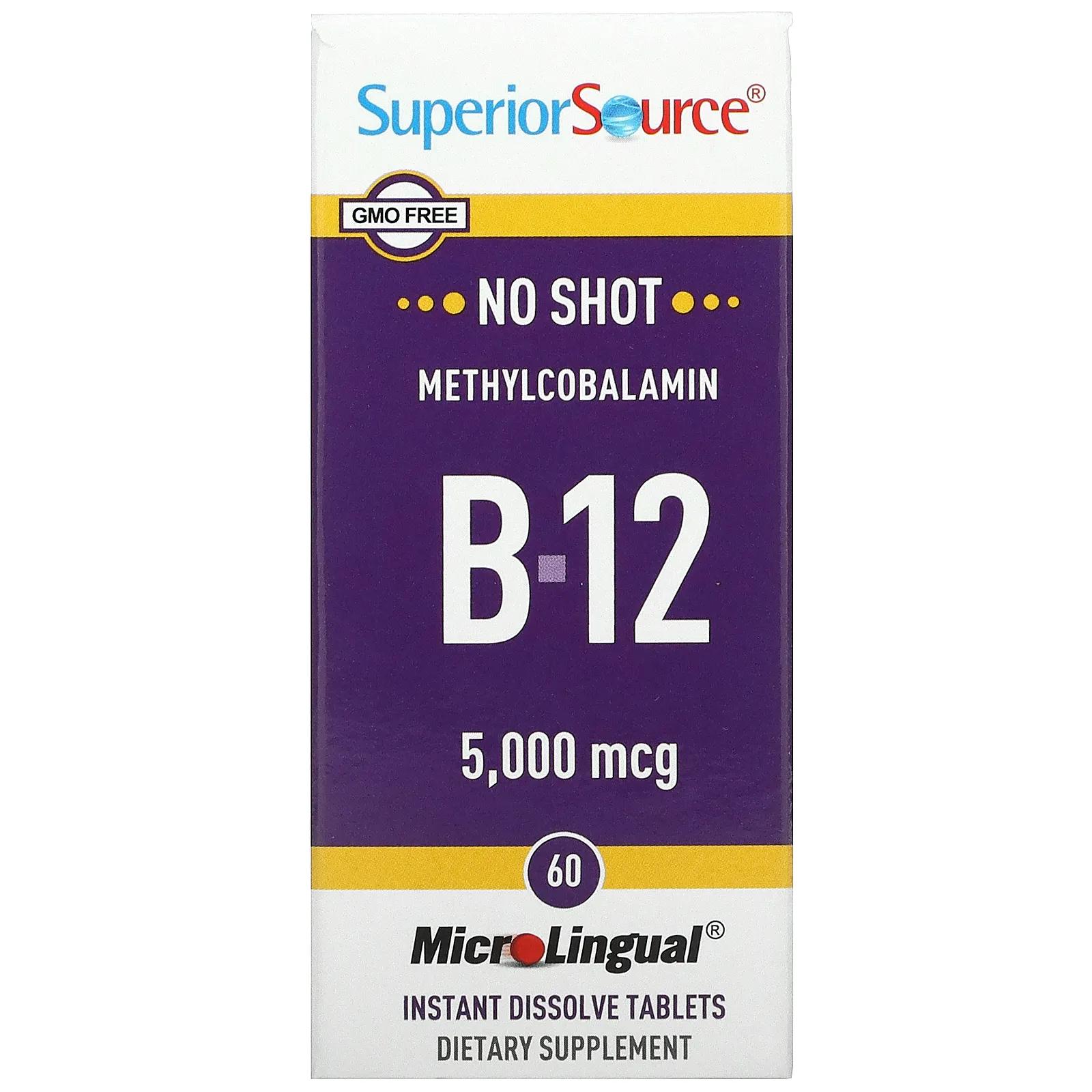 Superior Source Метилкобаламин B12 5000 мкг 60 микролингвальных таблеток витамин c superior source clean melts апельсин 90 растворов