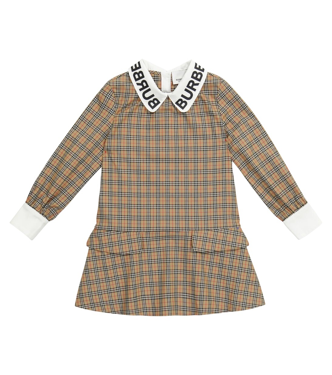

Платье из эластичного хлопка в клетку Burberry, коричневый