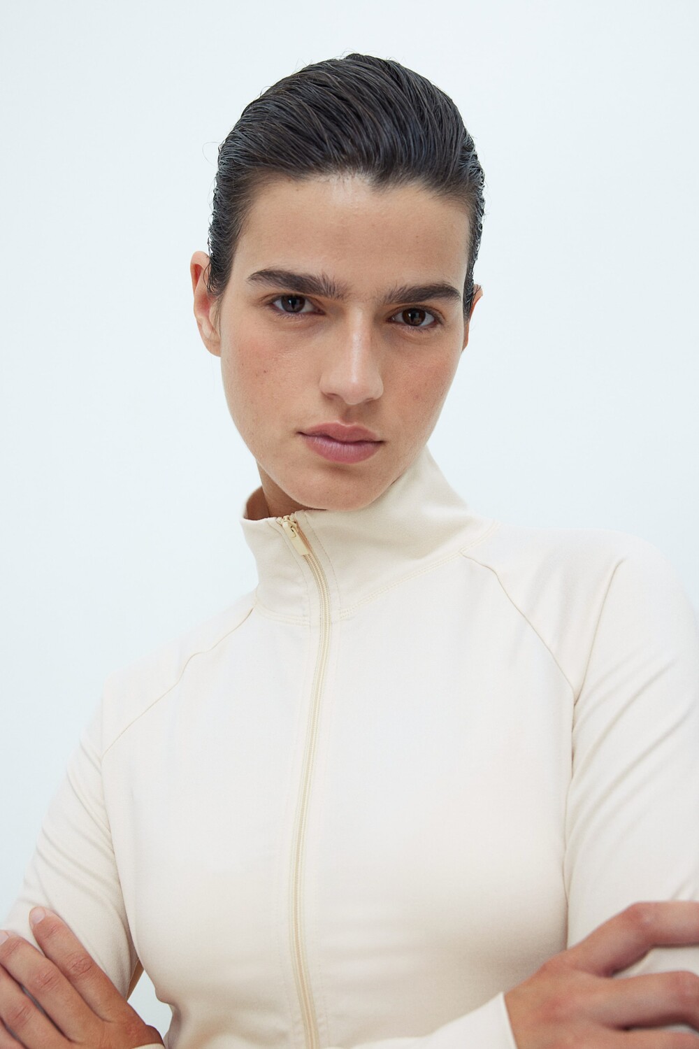 

Кардиган из джерси на молнии H&M, бежевый