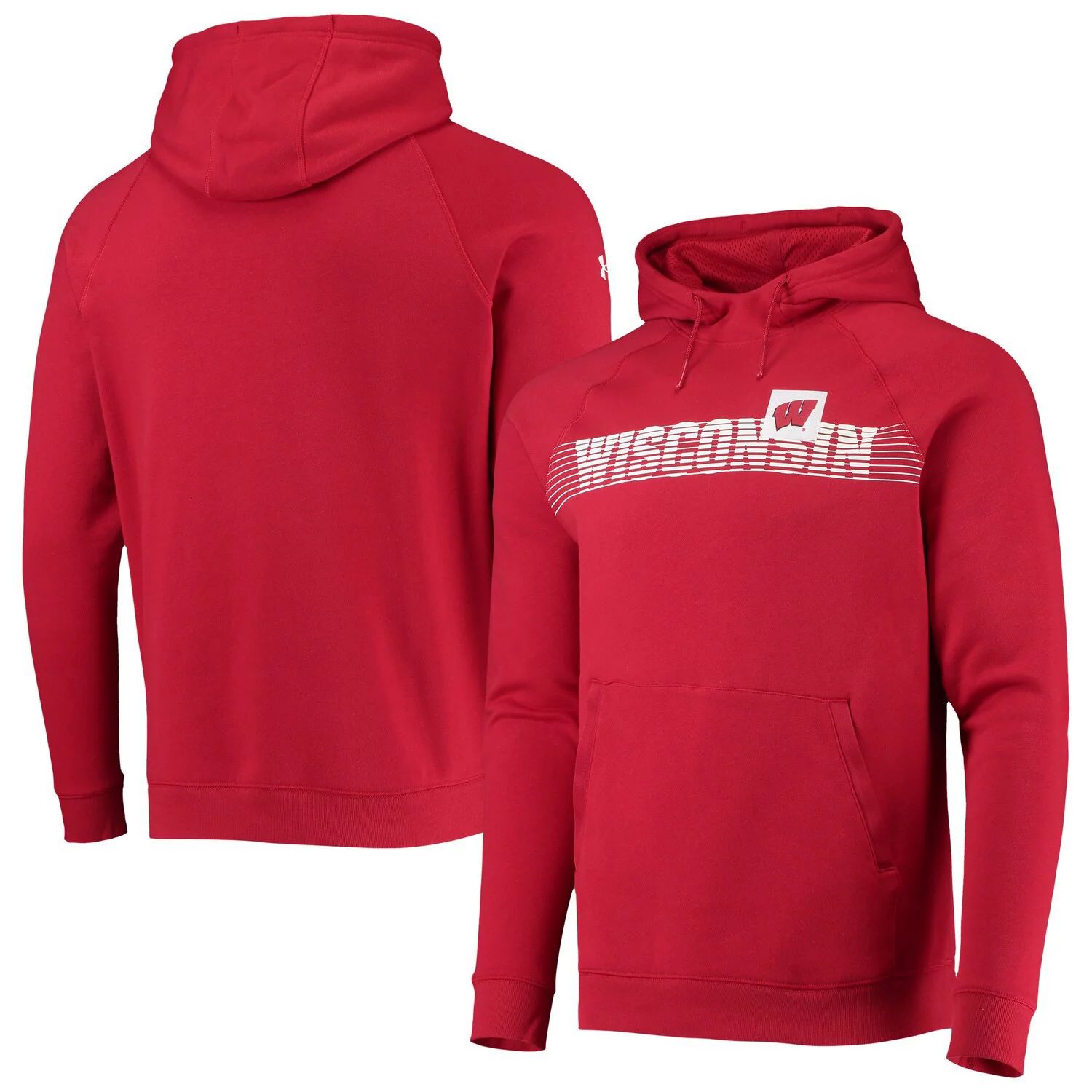 

Мужской флисовый пуловер с капюшоном Red Wisconsin Badgers 2021 Sideline реглан Under Armour