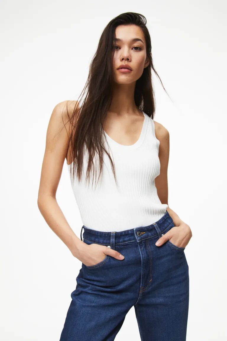 

Узкие прямые ультравысокие джинсы H&M, синий