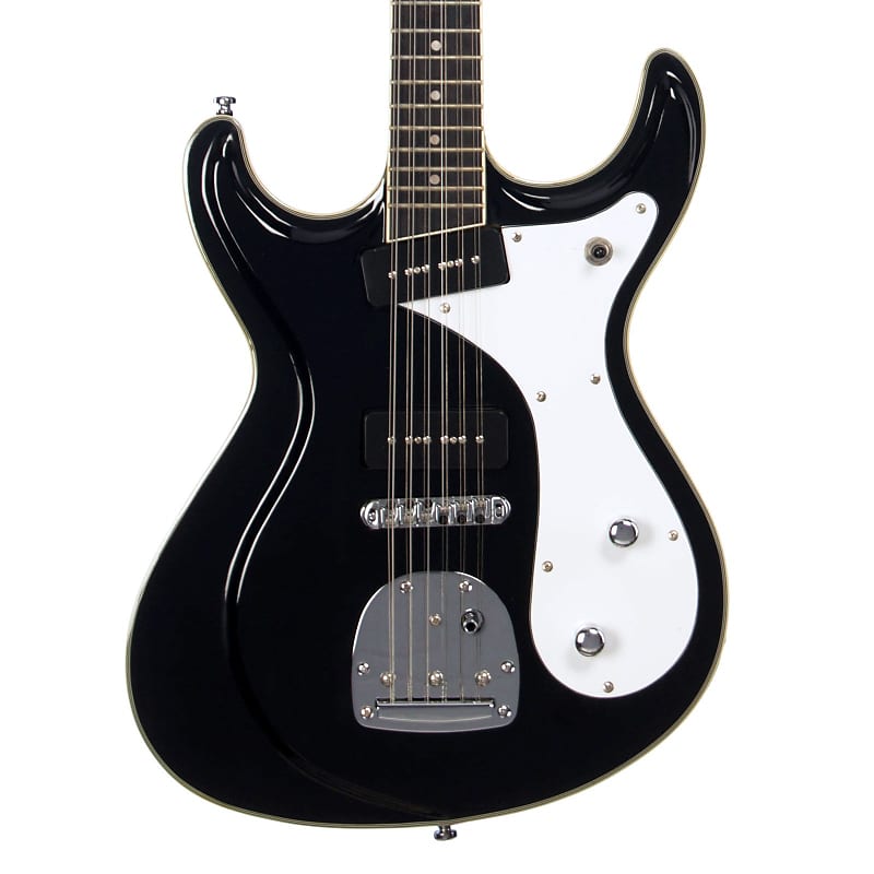 Электрогитара Eastwood Guitars Sidejack 12 DLX - Black and Chrome - Mosrite-inspired 12-string electric guitar