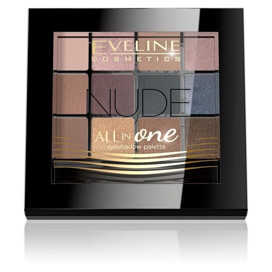 

Палетка из 12 теней для век, телесный цвет Eveline Cosmetics, All in One, коричневый