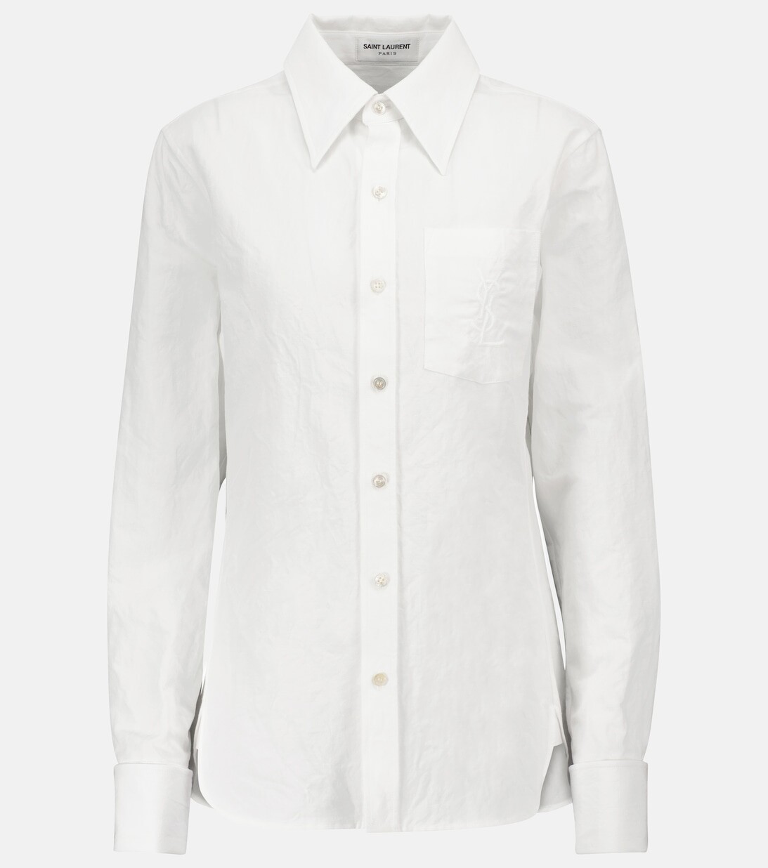 

Рубашка из хлопка и льна SAINT LAURENT, белый