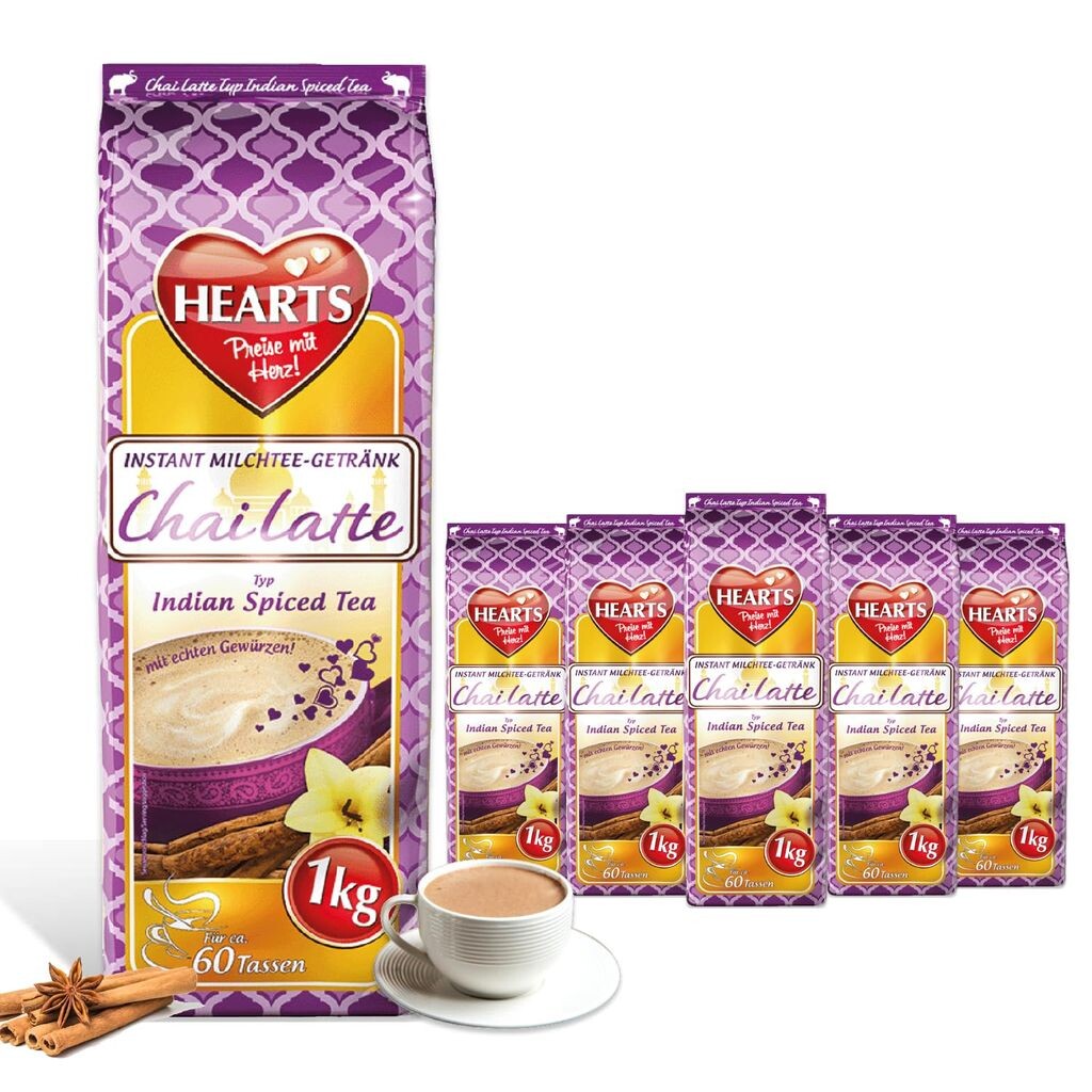 

HEARTS Chai Latte порошковый растворимый чайный напиток 5 x 1 кг, упаковка для всей семьи Tsi Consumer Goods