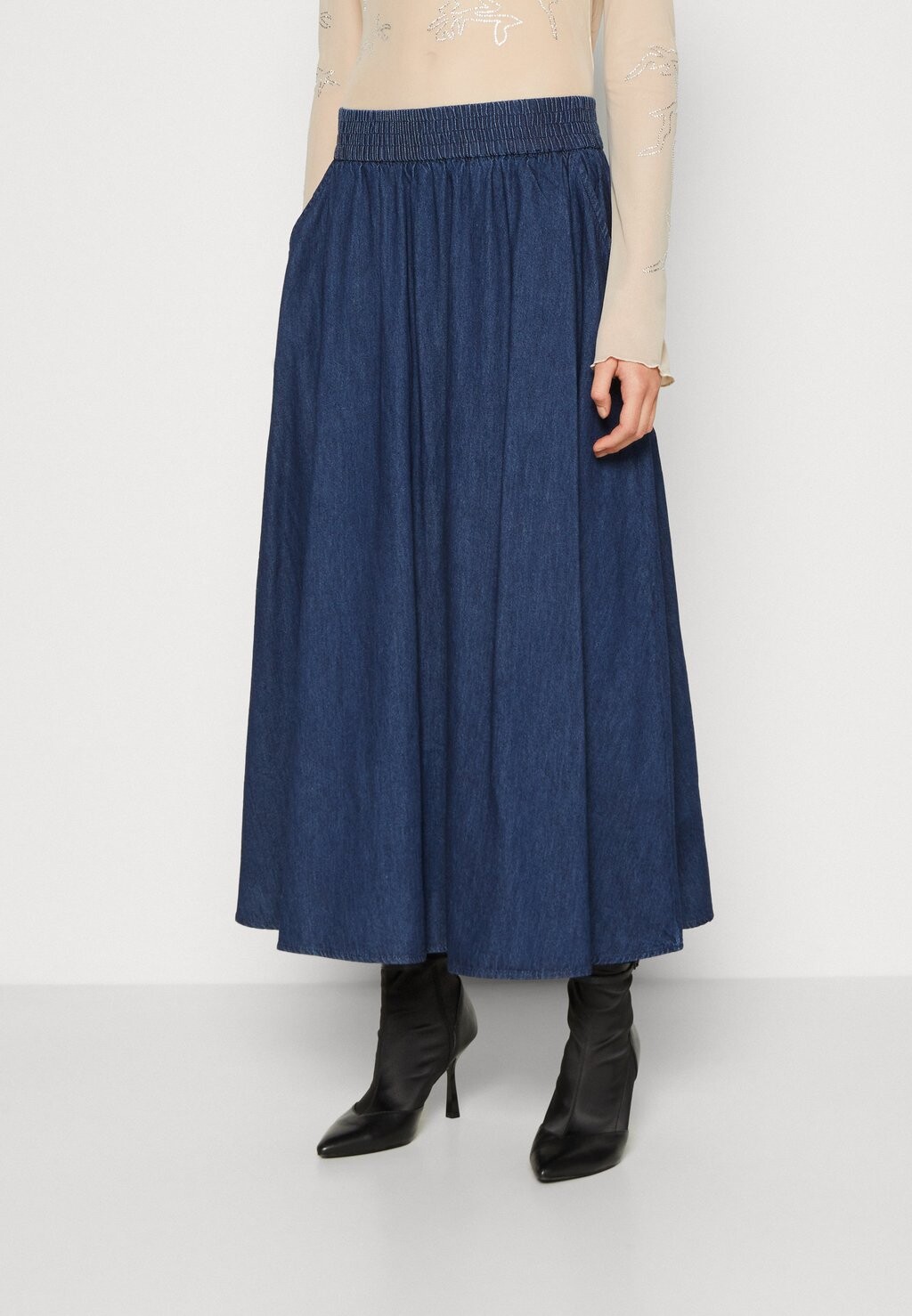 

Юбка ONLY ONLINETTE LONG SKIRT, цвет dark blue denim