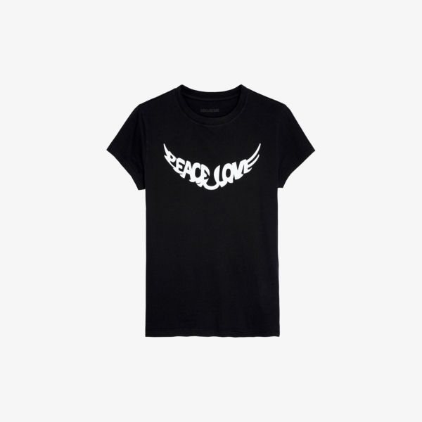 Хлопковая футболка с принтом Walk Peace and Love Zadig&Voltaire, цвет noir zadig