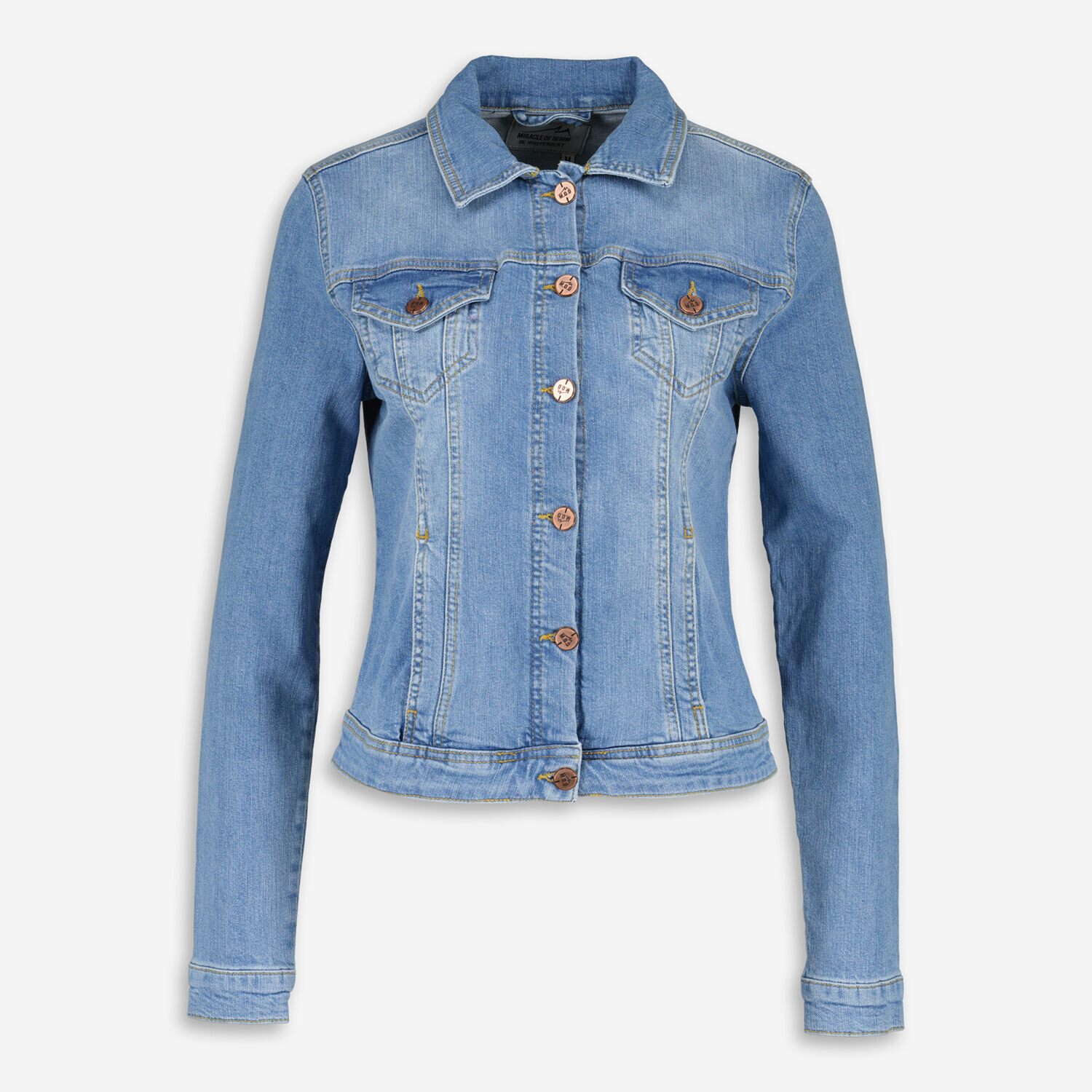 

Голубая джинсовая куртка с пуговицами цвета розового золота Miracle Of Denim