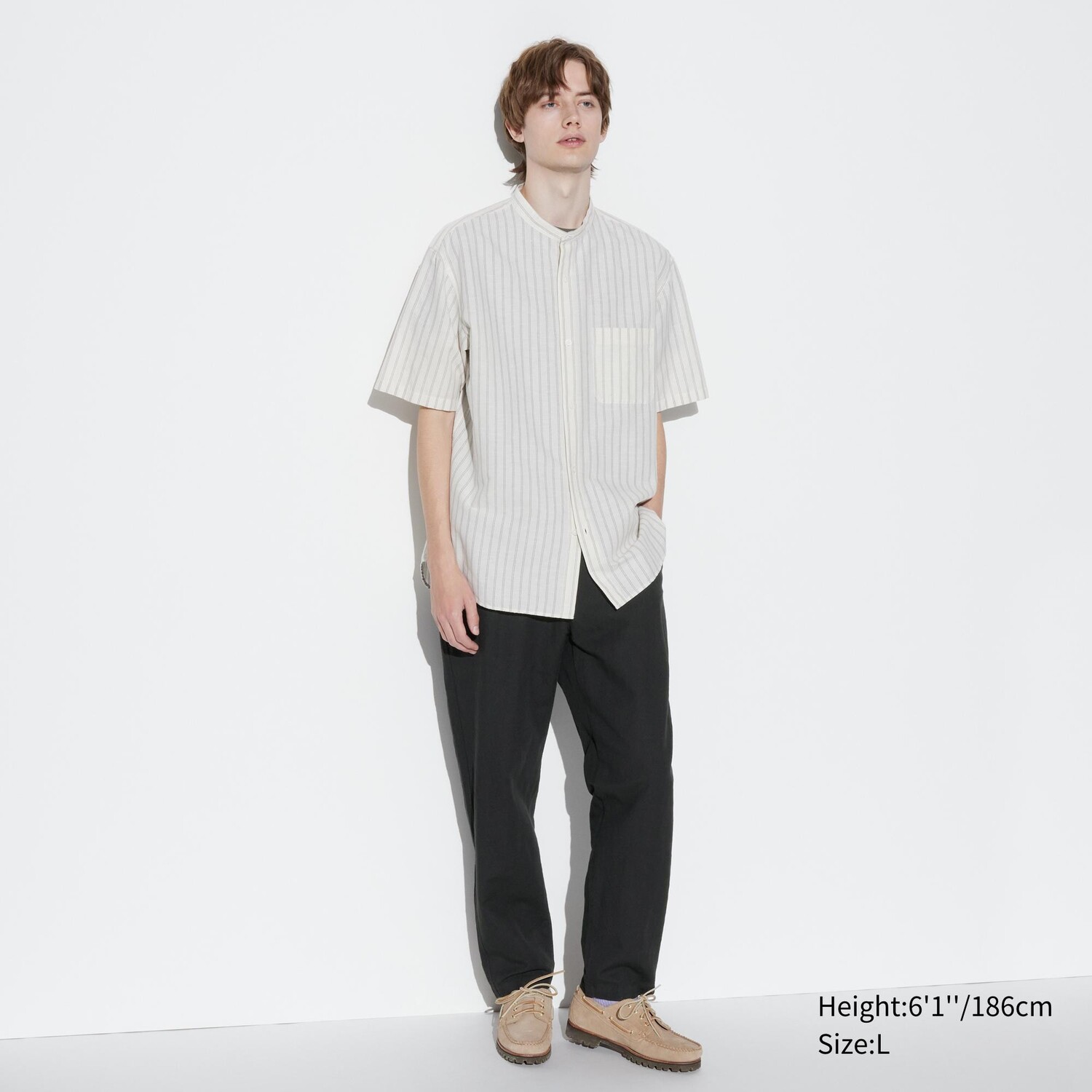 Брюки из смешанного льна relax UNIQLO, черный