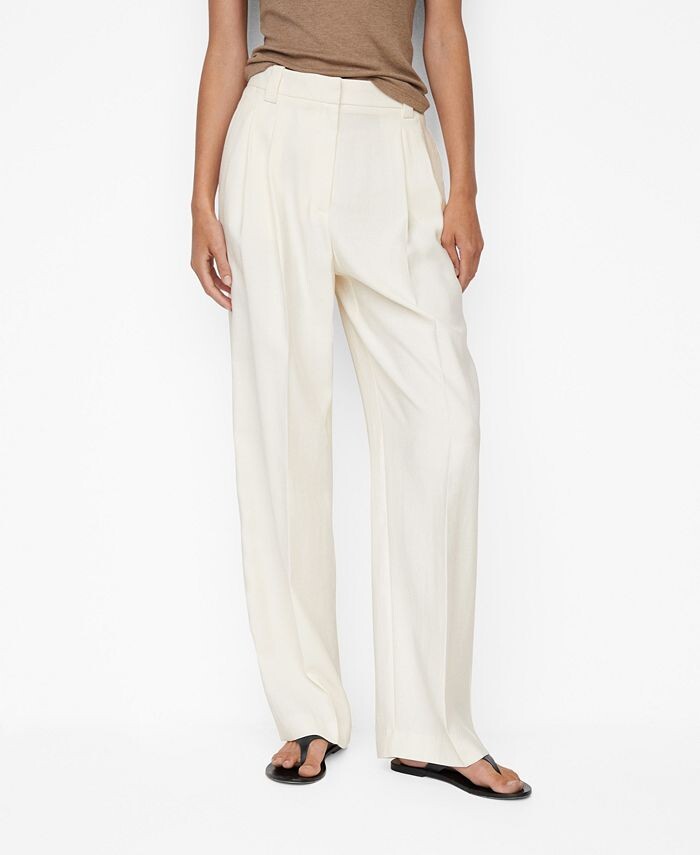 

Женские широкие брюки со складками MANGO, цвет Off White