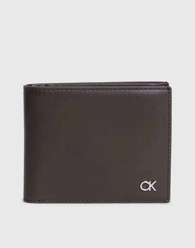 Кожаный кошелек Calvin Klein темно-коричневого цвета SLG с RFID-защитой
