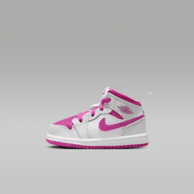 

Кроссовки Jordan 1 Mid, цвет Iris Whisper/White/Fire Pink