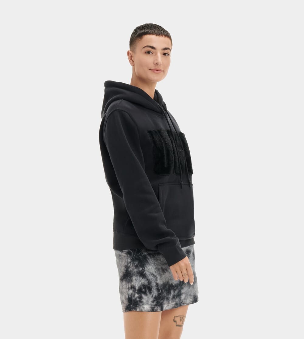 

Толстовка Rey Fuzzy Logo Hoodie UGG, черный