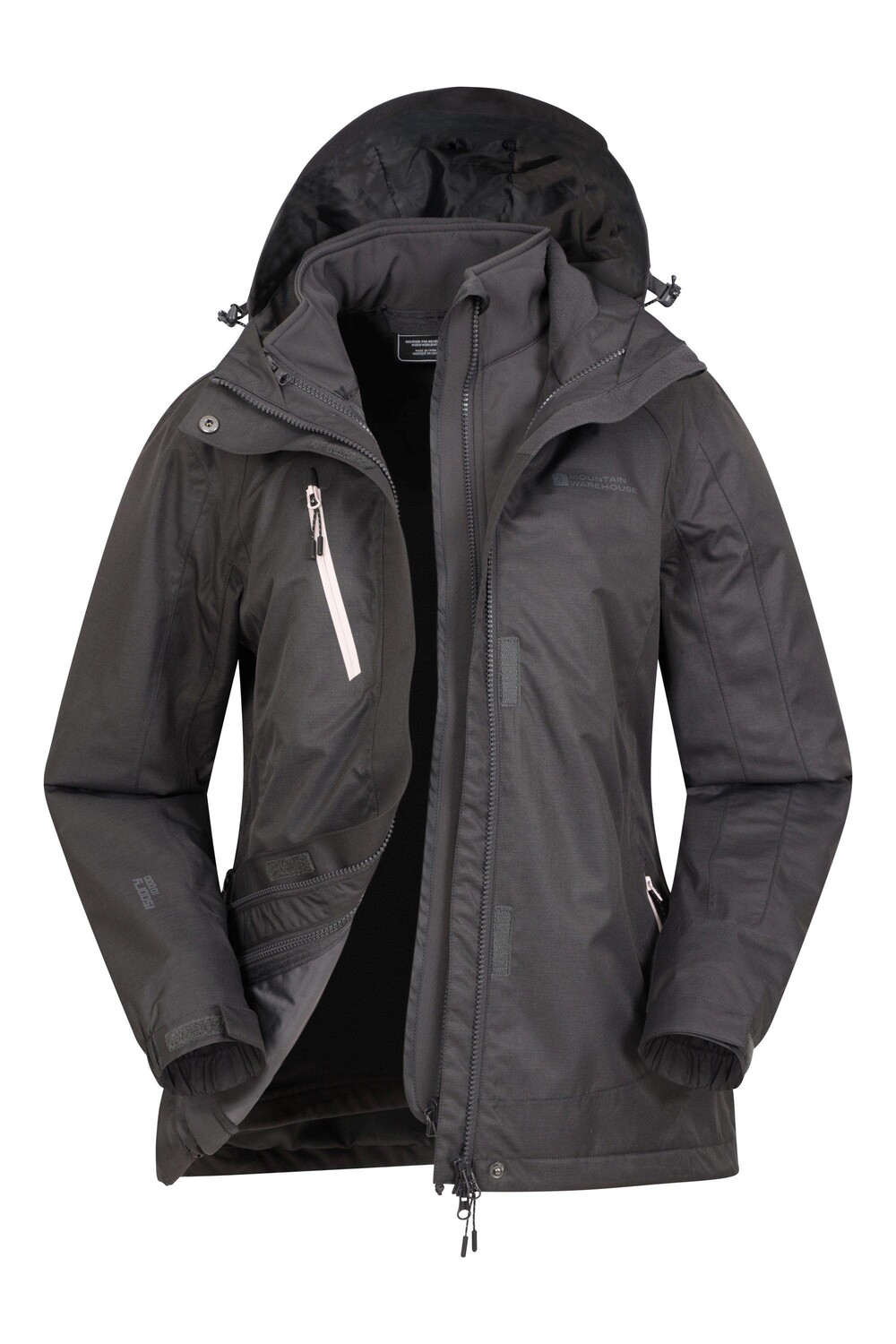 

Водонепроницаемая куртка 3 в 1, зимнее дождевик Mountain Warehouse, черный
