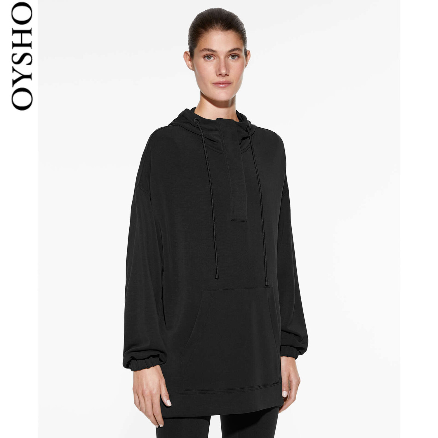 

Свитшот Oysho со спортивной молнией, черный