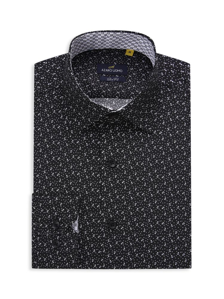 цена Классическая рубашка с геометрическим рисунком Azaro Uomo, черный