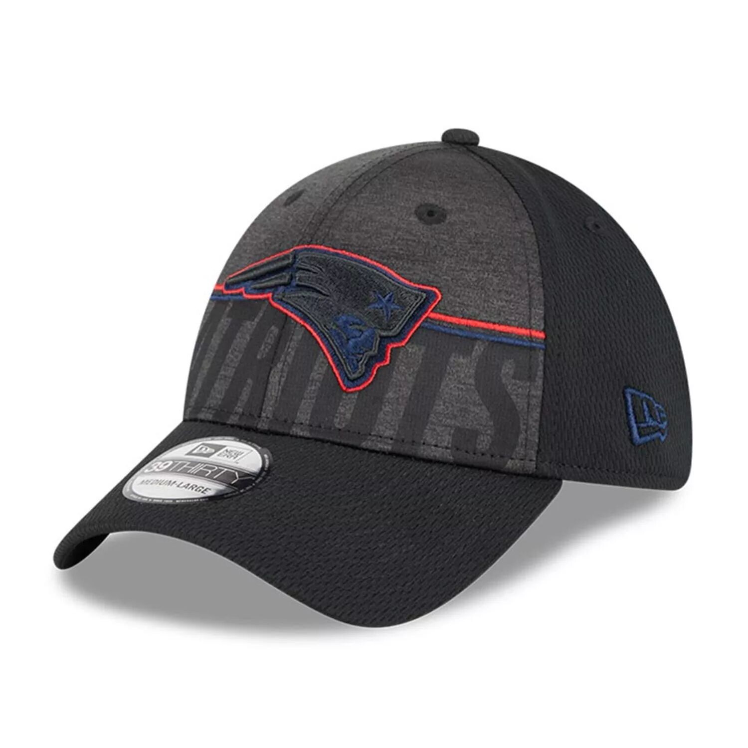 

Мужская кепка New Era Black New England Patriots 2023, тренировочный лагерь НФЛ, команда Colorway 39THIRTY Flex Fit Hat