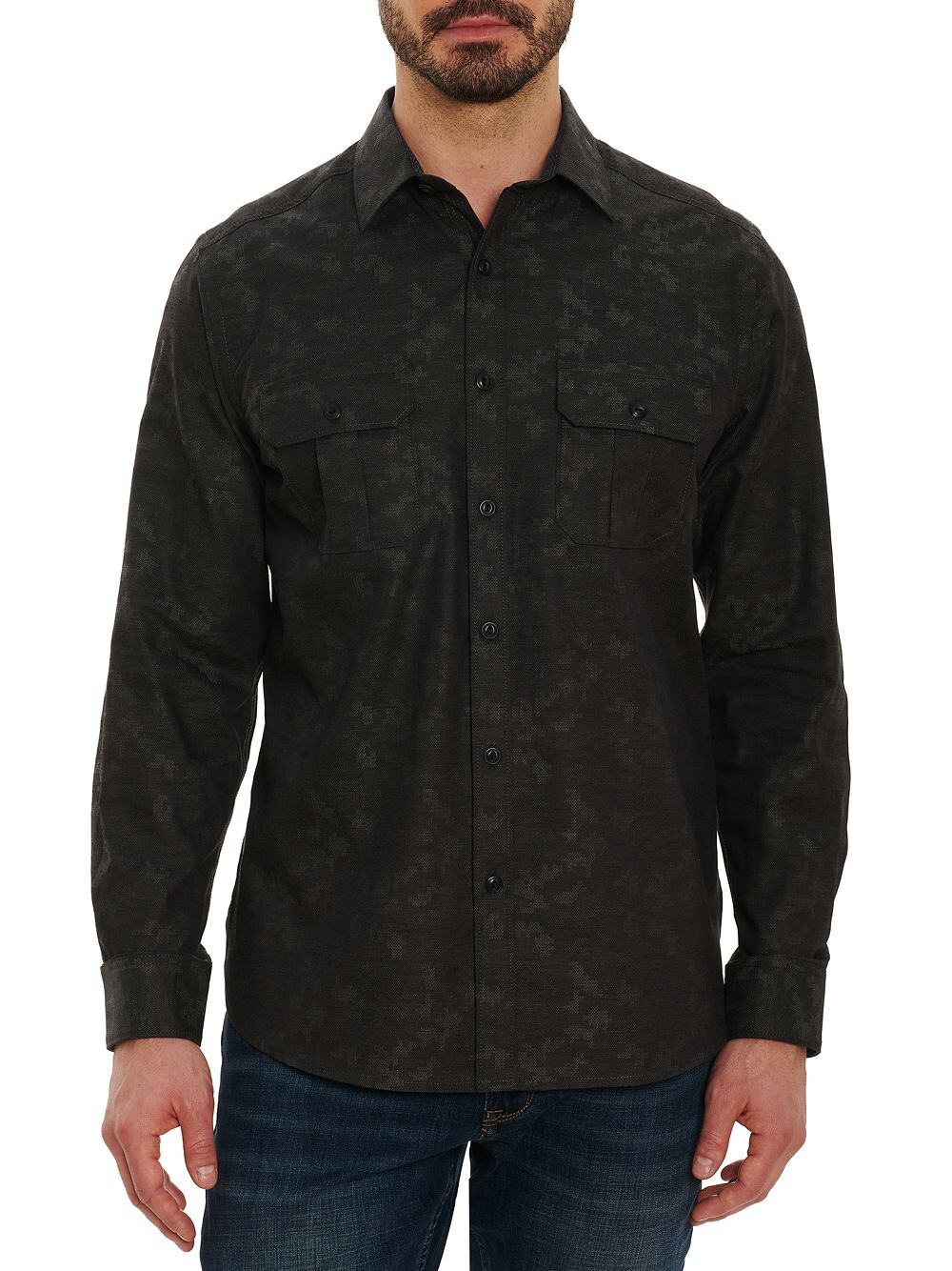 

Рубашка из крупной тканой ткани Robert Graham, серый