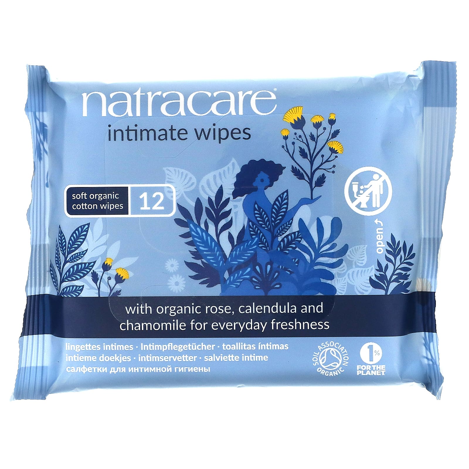 цена Natracare Сертифицированные органические хлопковые салфетки для интимной гигиены 12 салфеток