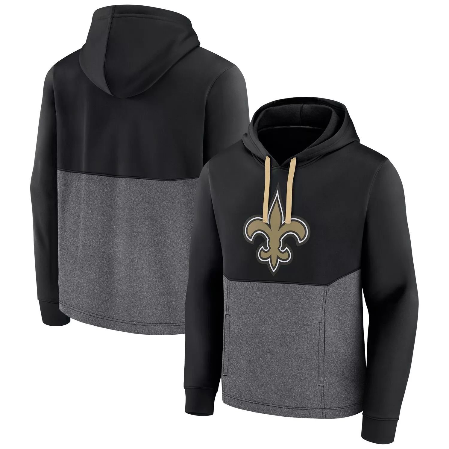 

Мужской черный пуловер с капюшоном New Orleans Saints Winter Camp с логотипом Fanatics