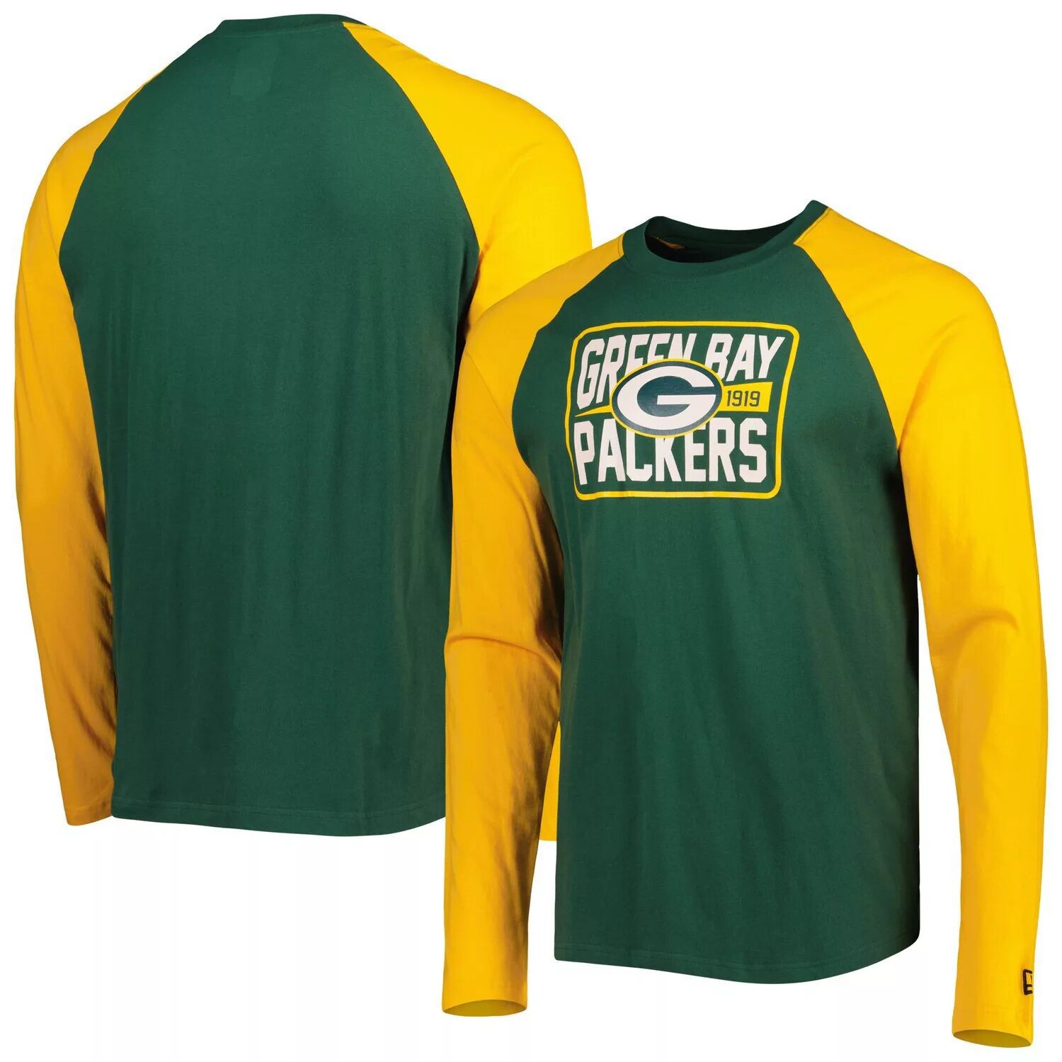 

Мужская зеленая футболка с длинным рукавом Green Bay Packers Current реглан New Era, Зеленый