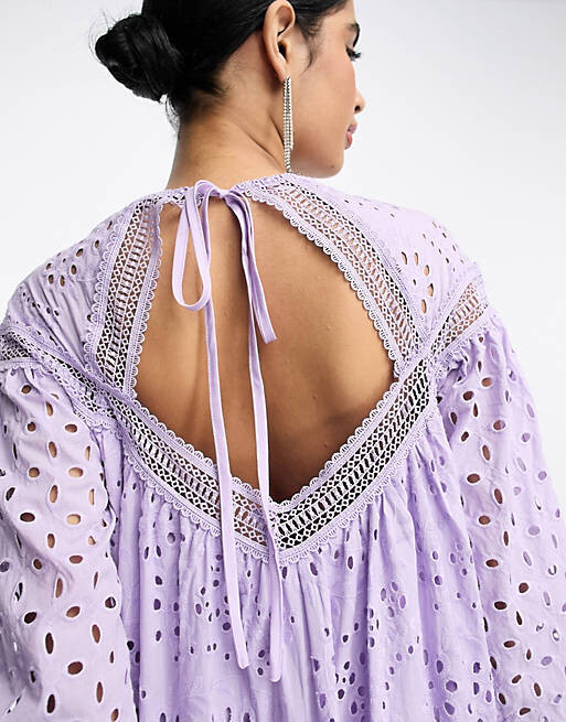 

Сиреневое платье макси с кружевными вставками ASOS DESIGN