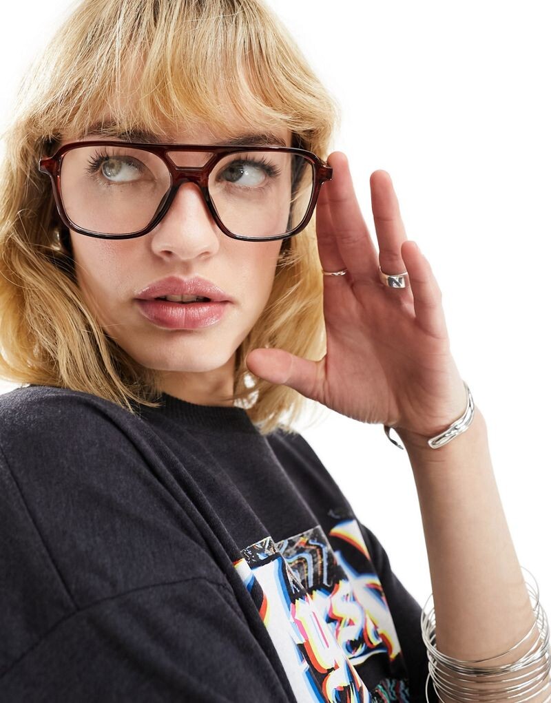 

Очки-авиаторы ASOS с прозрачными линзами синего цвета