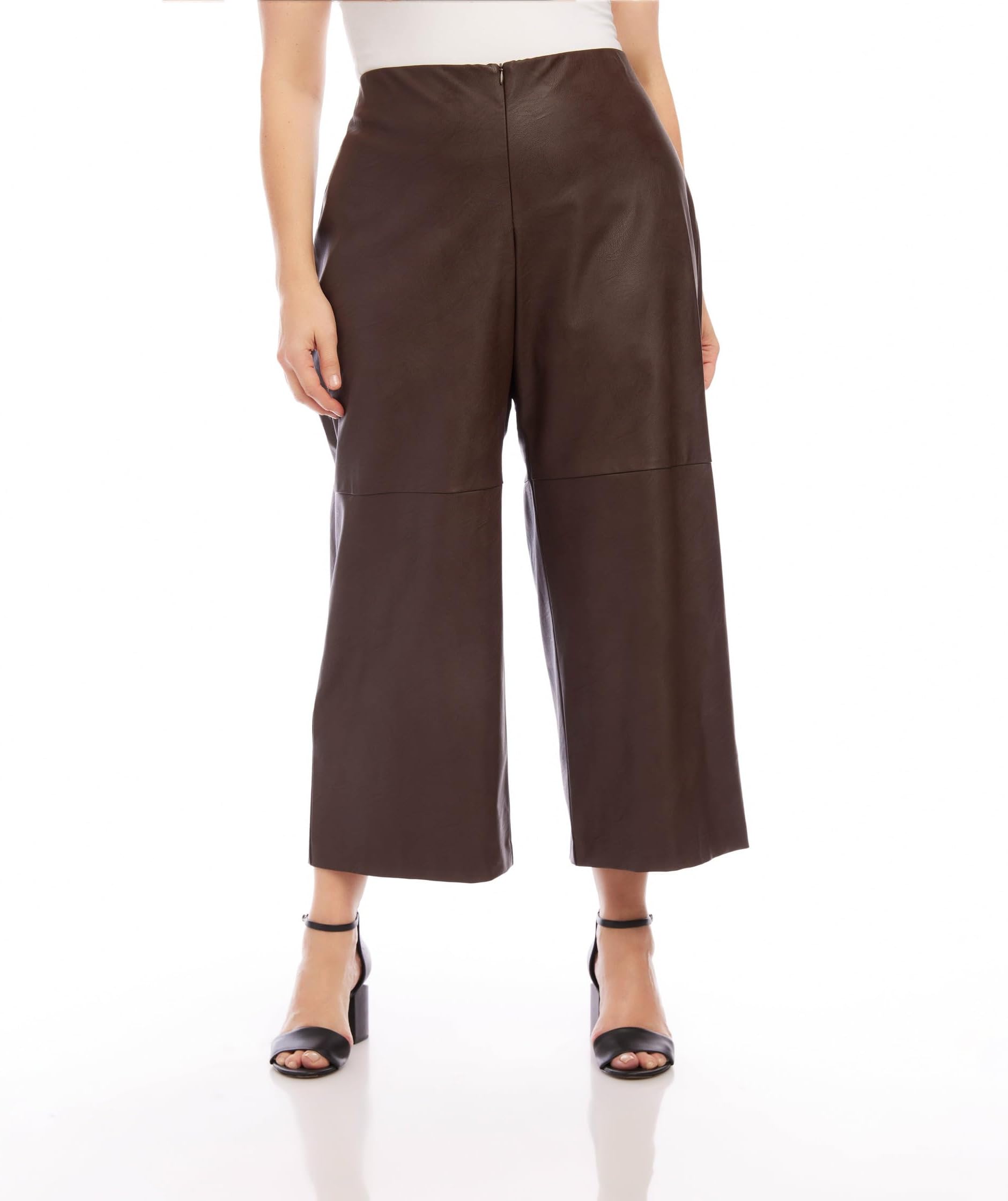 Укороченные брюки из веганской кожи больших размеров Karen Kane, коричневый