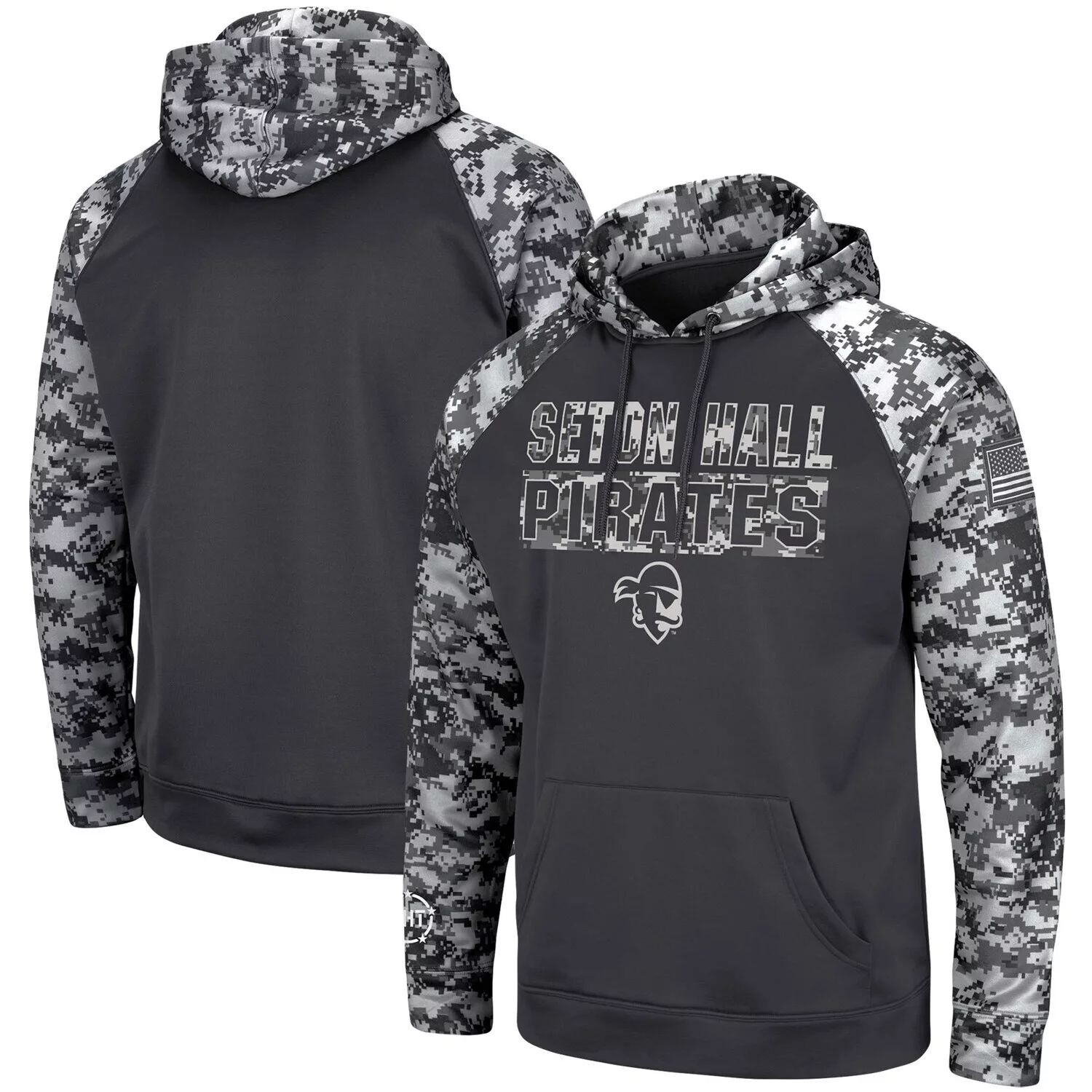 

Мужской темно-серый пуловер с капюшоном Seton Hall Pirates OHT Military Appreciation Digital Camo Colosseum