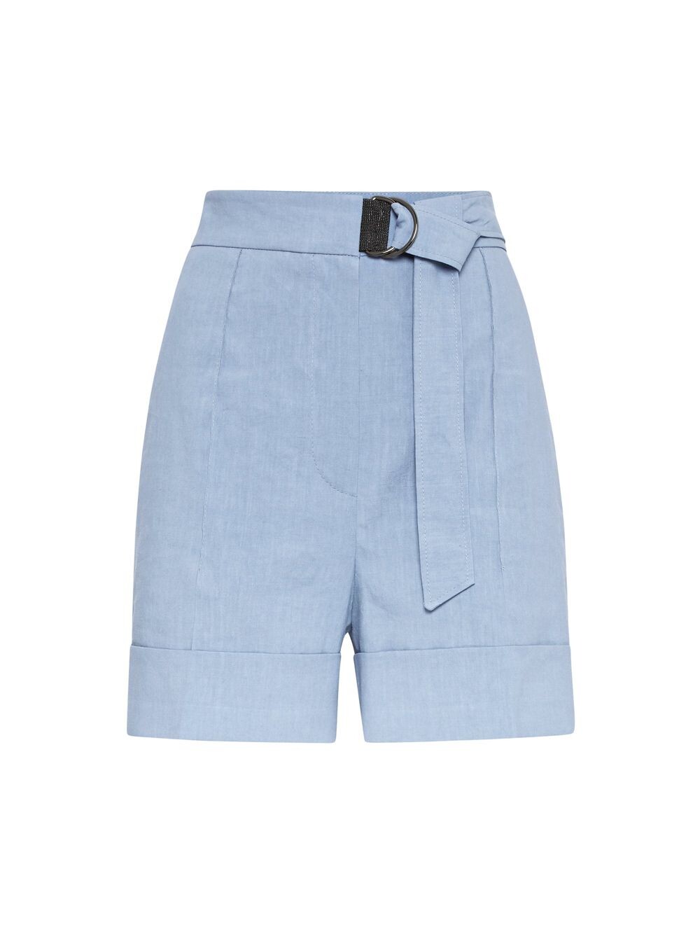 

Шорты Comfort Fluid Linen Tailored Shorts с драгоценным D-образным кольцом Brunello Cucinelli