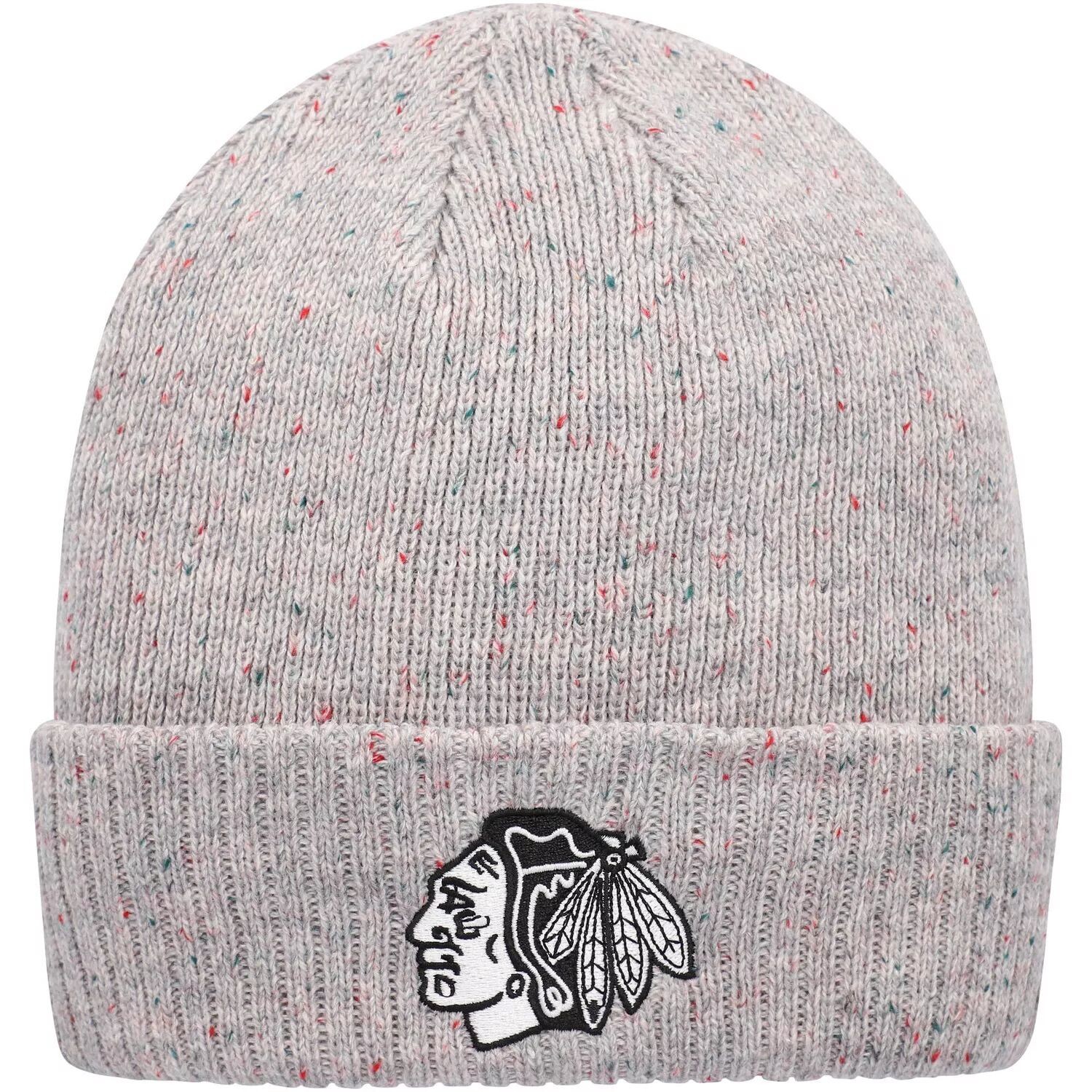 

Женская серая вязаная шапка с логотипом adidas Chicago Blackhawks и манжетами adidas
