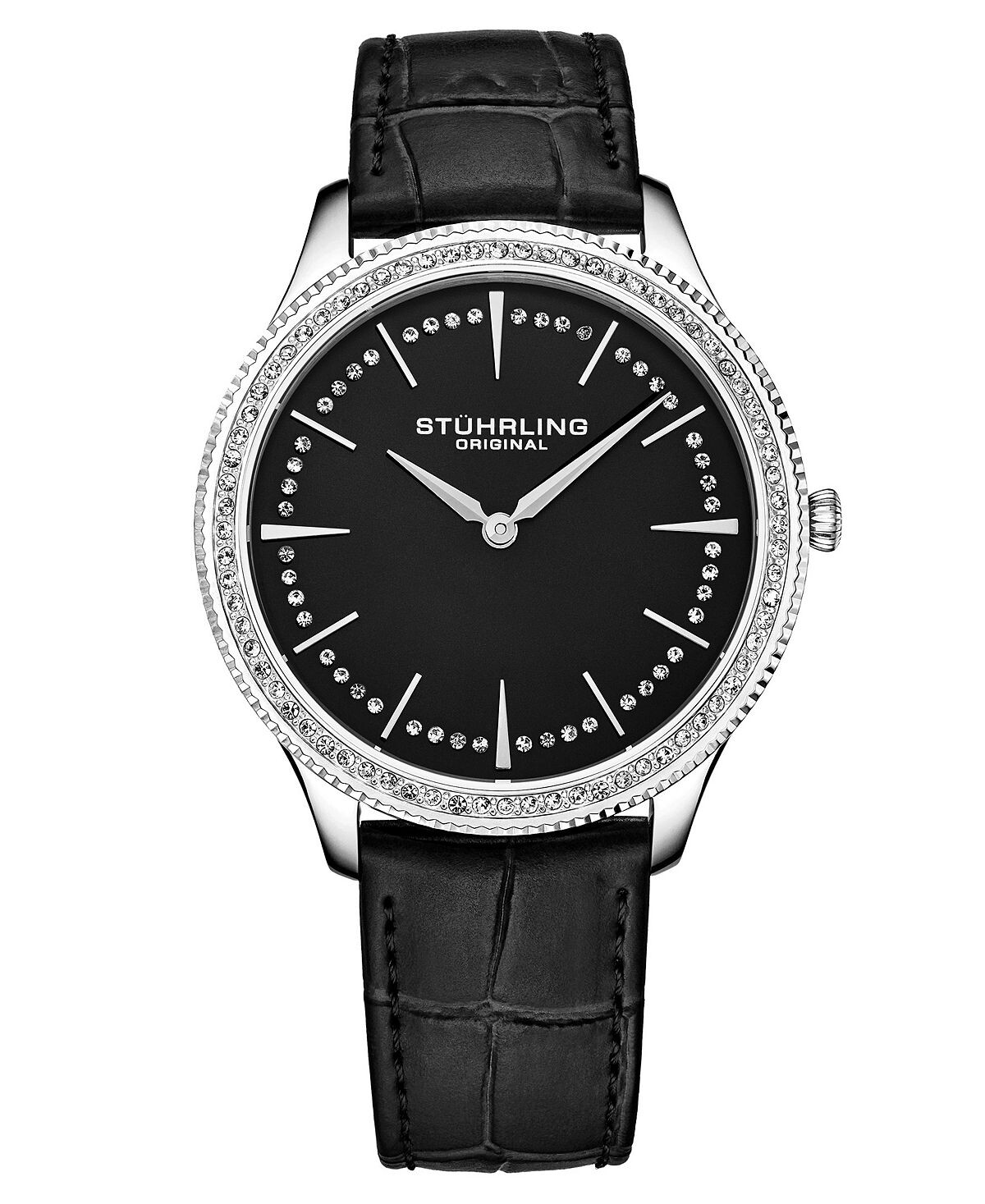 

Мужские часы из натуральной кожи черного цвета с ремешком 38 мм Stuhrling