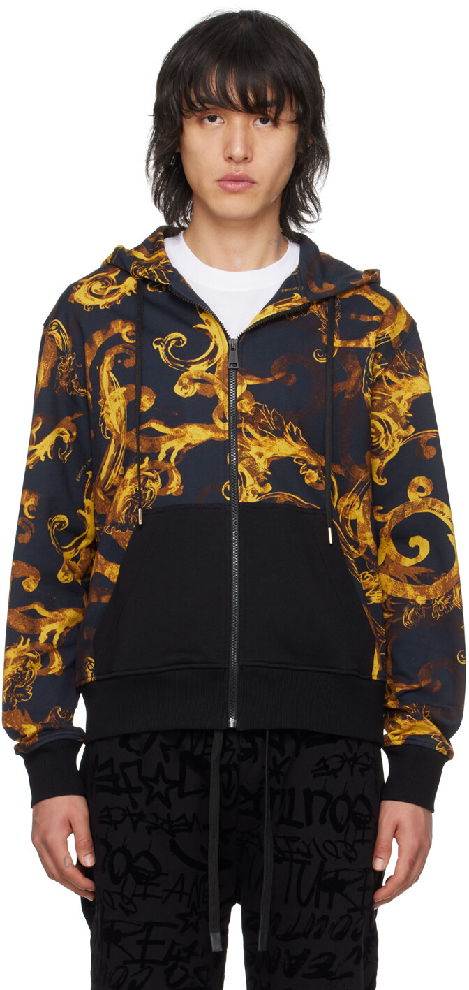 

Черное худи Watercolor Couture Versace Jeans Couture, цвет Black/Gold
