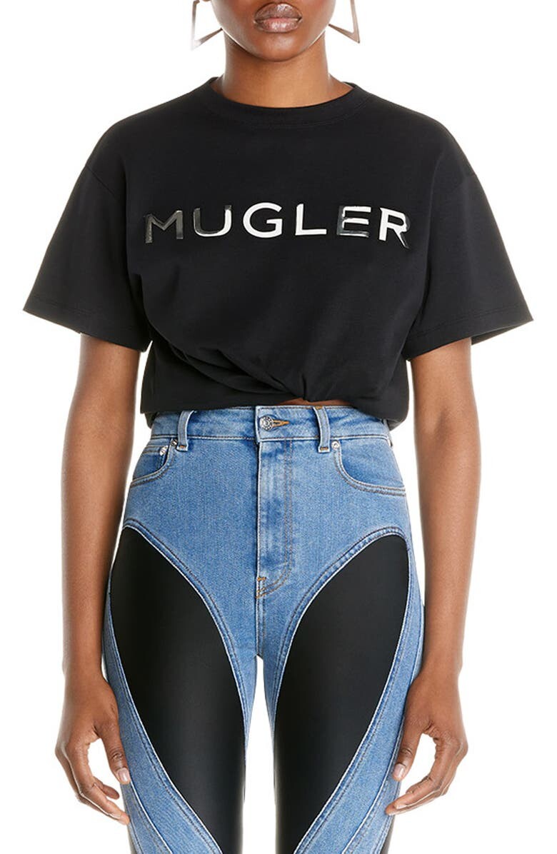 

Футболка с логотипом Chrome из органического хлопка MUGLER, черный
