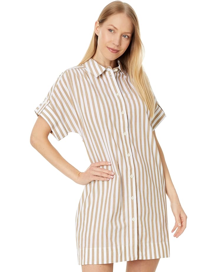 Платье Madewell Collared Button-Front Mini Shirtdress in Stripe, цвет Seed Khaki