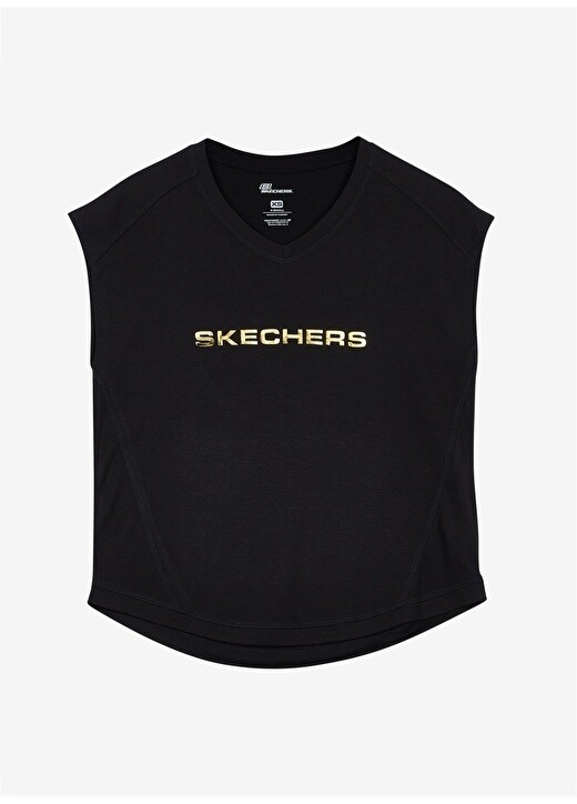 

Однотонная черная женская футболка с круглым вырезом Skechers