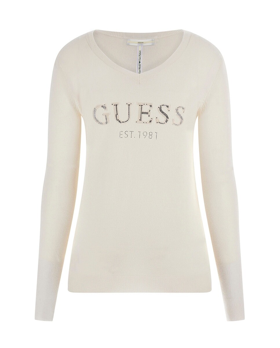 

Женский свитер с длинными рукавами и логотипом Guess, белый