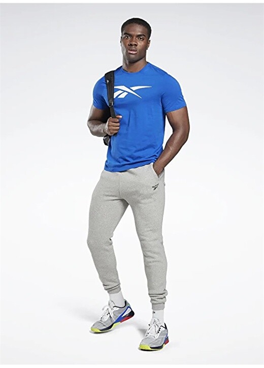 

Однотонная синяя мужская футболка с круглым вырезом Reebok, Синий
