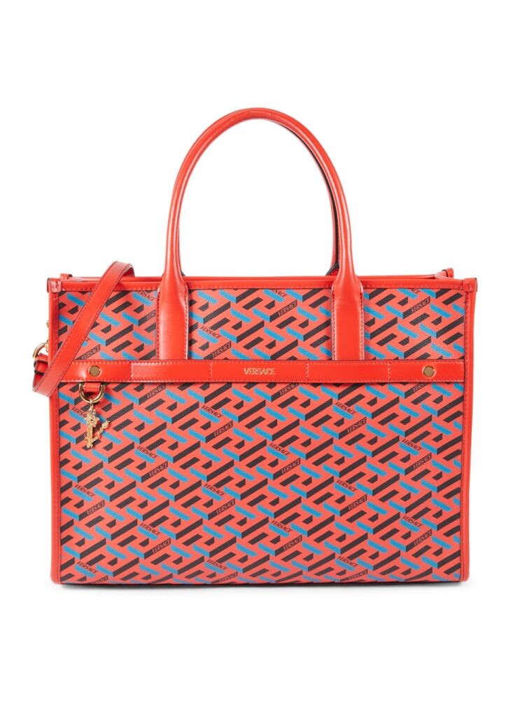 

Сумка-тоут La Greca из кожи и холста с покрытием Versace, цвет Orange Multi