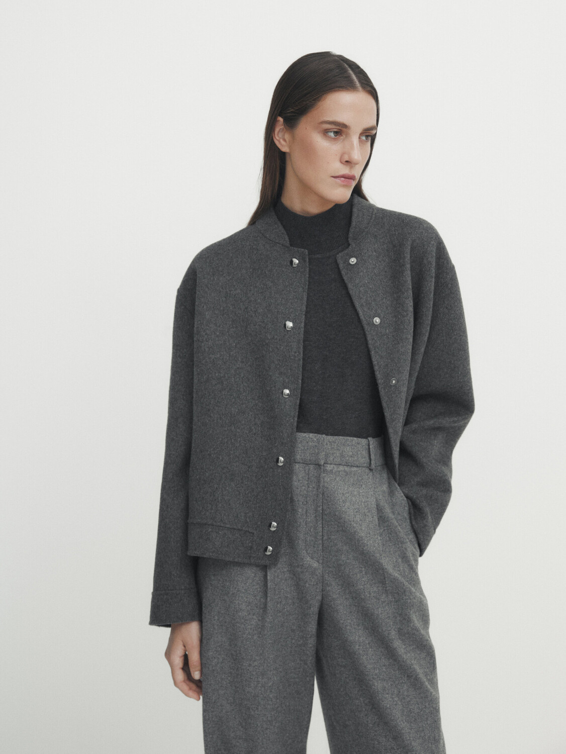 

Фланелевые брюки с вытонами Massimo Dutti, серый