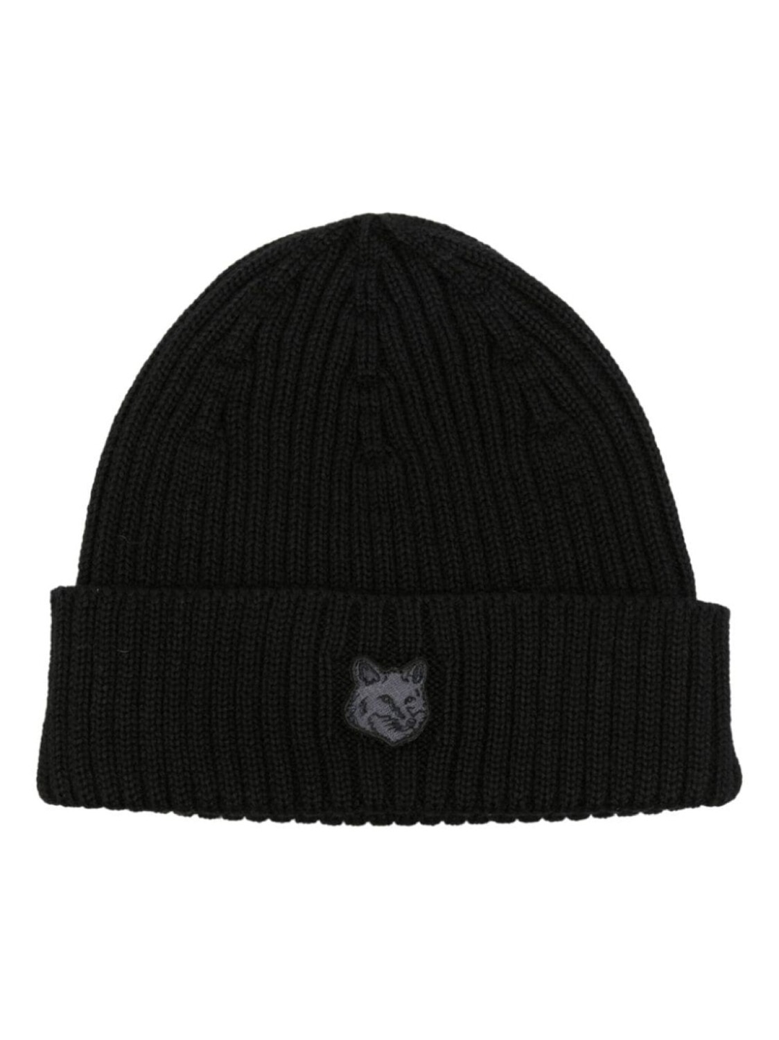 

Maison Kitsuné logo-patch wool beanie, черный