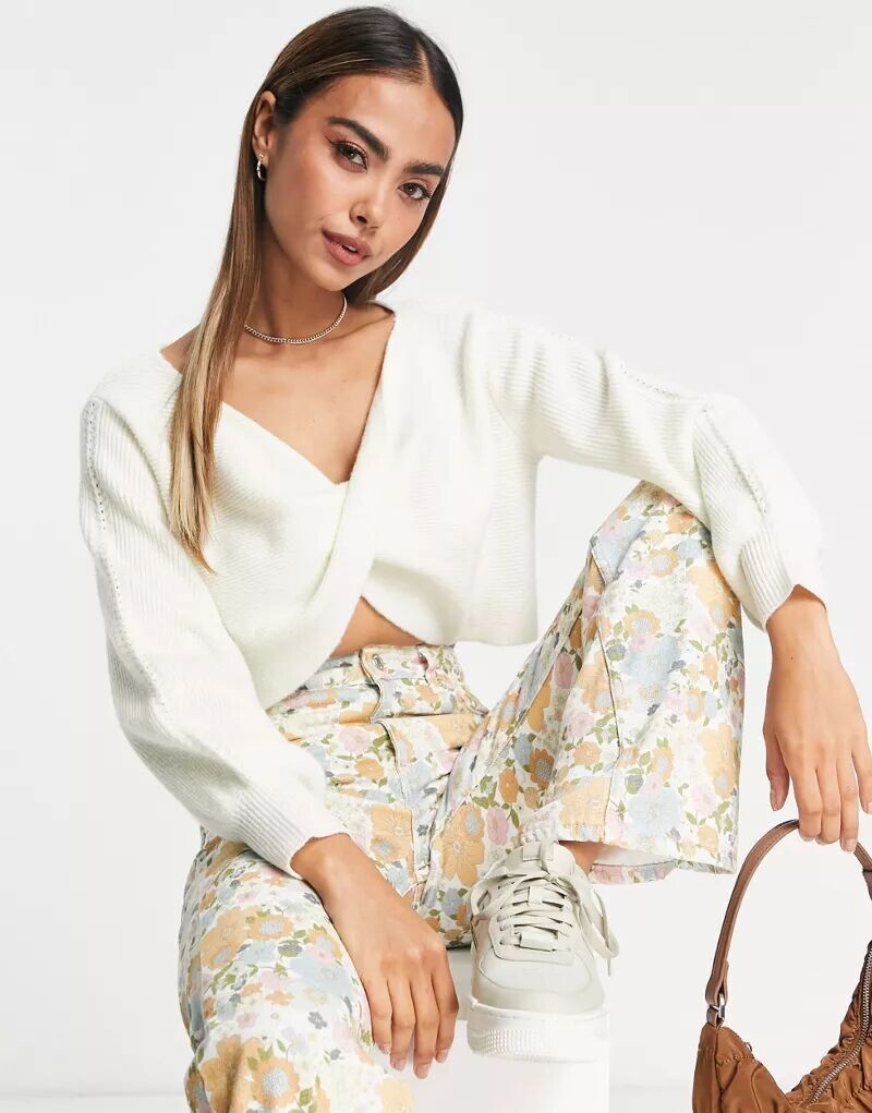 

Кремовый топ с запахом Miss Selfridge
