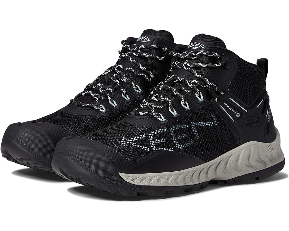 Походные ботинки KEEN Nxis Evo Mid WP, цвет Black/Blue Glass