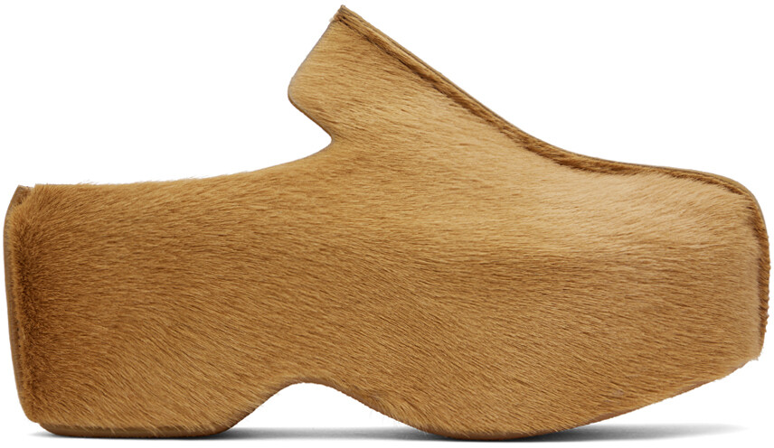 

Бежевые кожаные сабо на платформе Jw Anderson