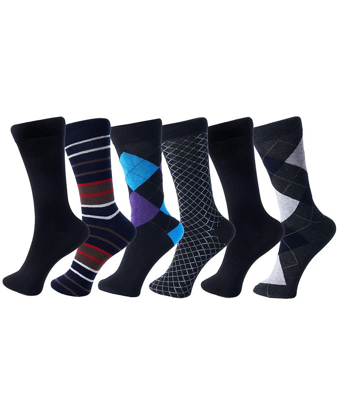 цена Комплект из 6 мужских хлопковых классических носков до середины икры с узором Argyle Solids Alpine Swiss, черный