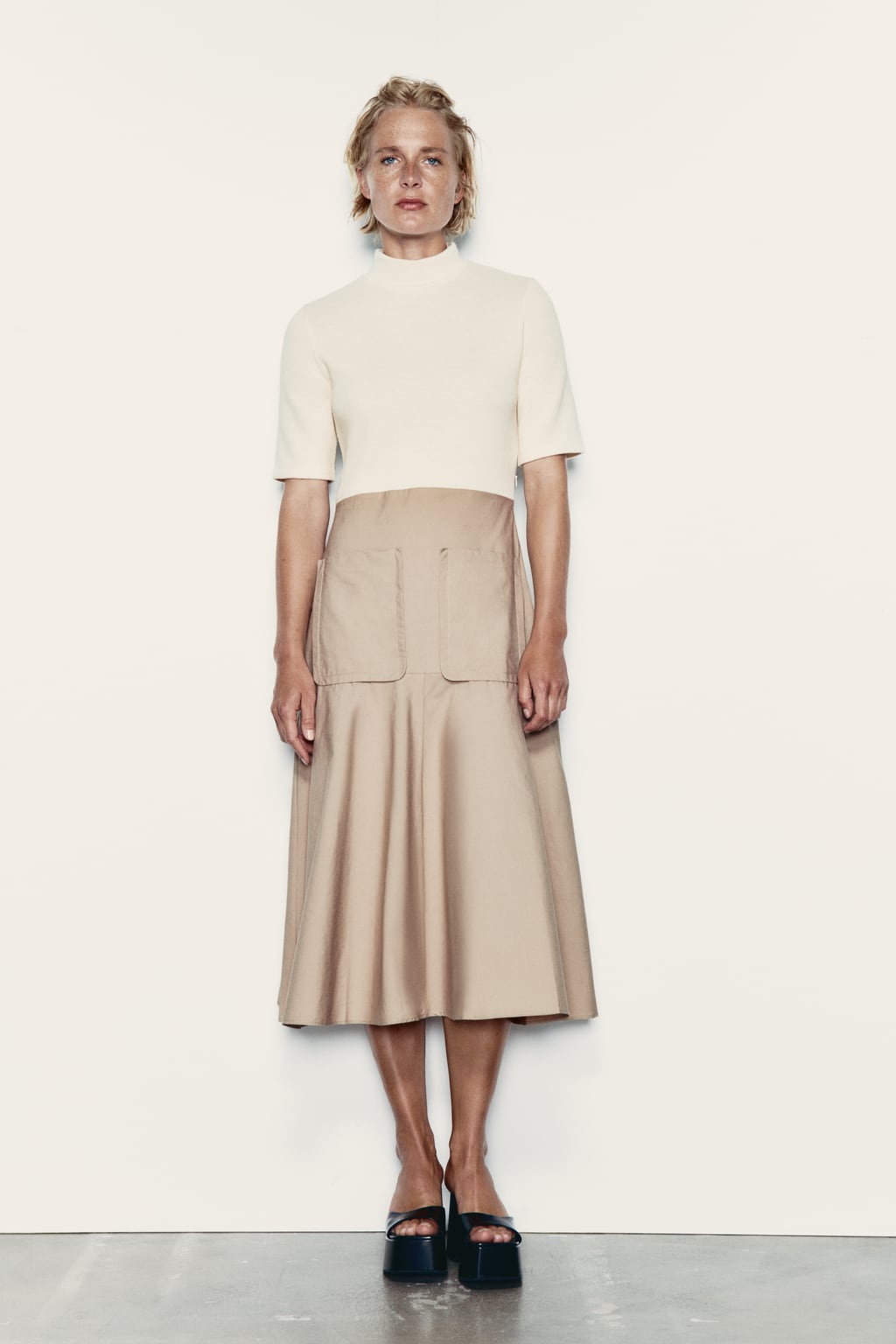 

Платье с подходящими карманами ZARA, бежевый