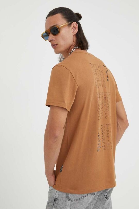 

Хлопковая футболка G-Star Raw, коричневый