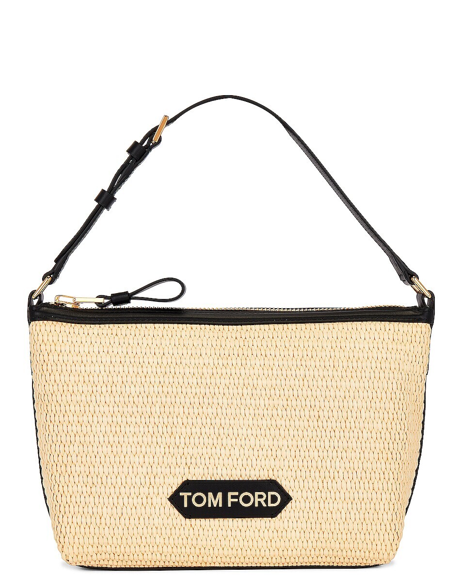 

Сумка-хобо Tom Ford Raffia Label Medium Pouch, цвет Natural & Black